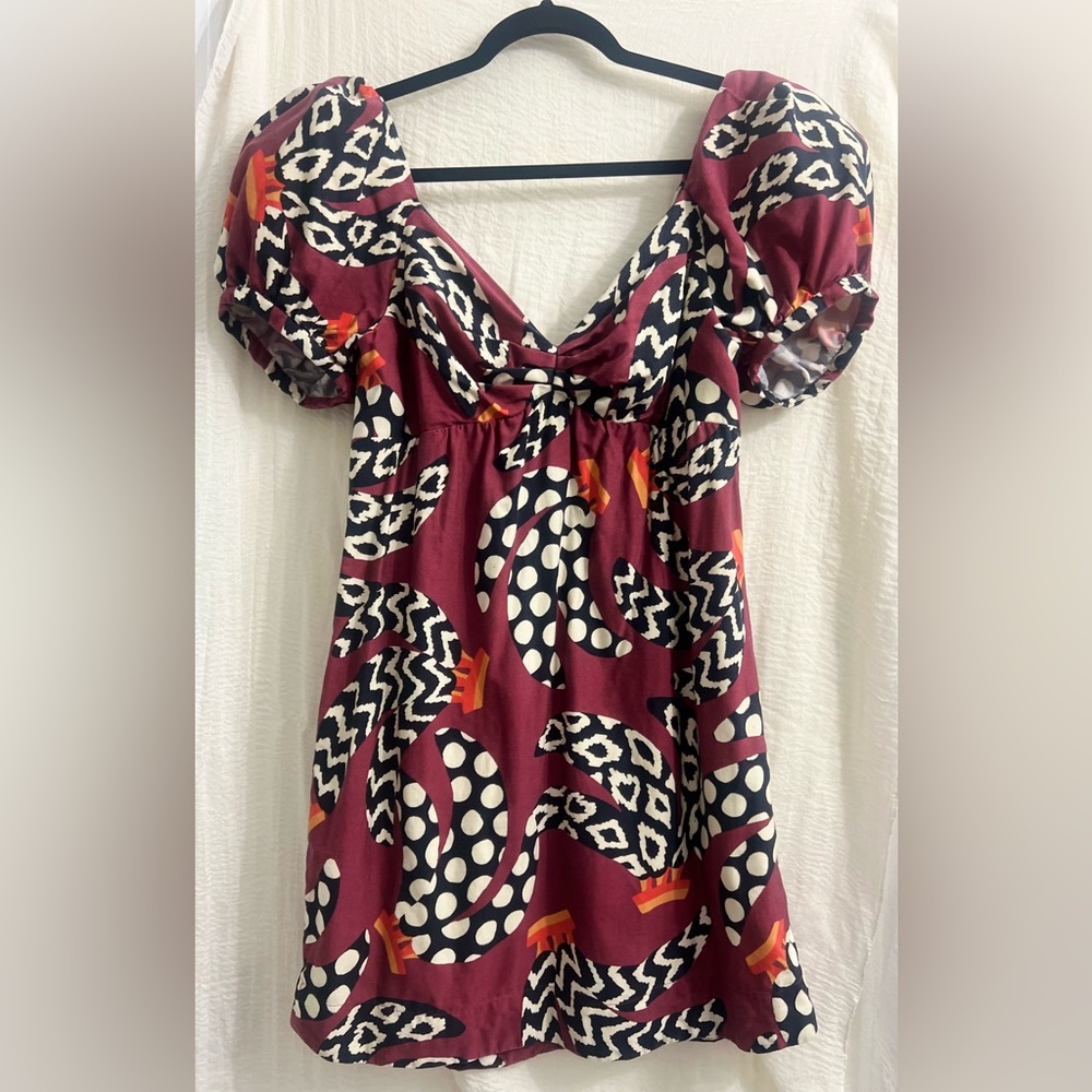 Stylish Patterned Farm Rio Dress with Puff Sleeves